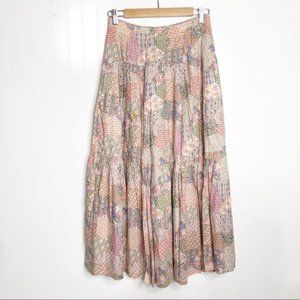Vintage Patchwork Quilt Cottagecore Print A-Line Full Skirt